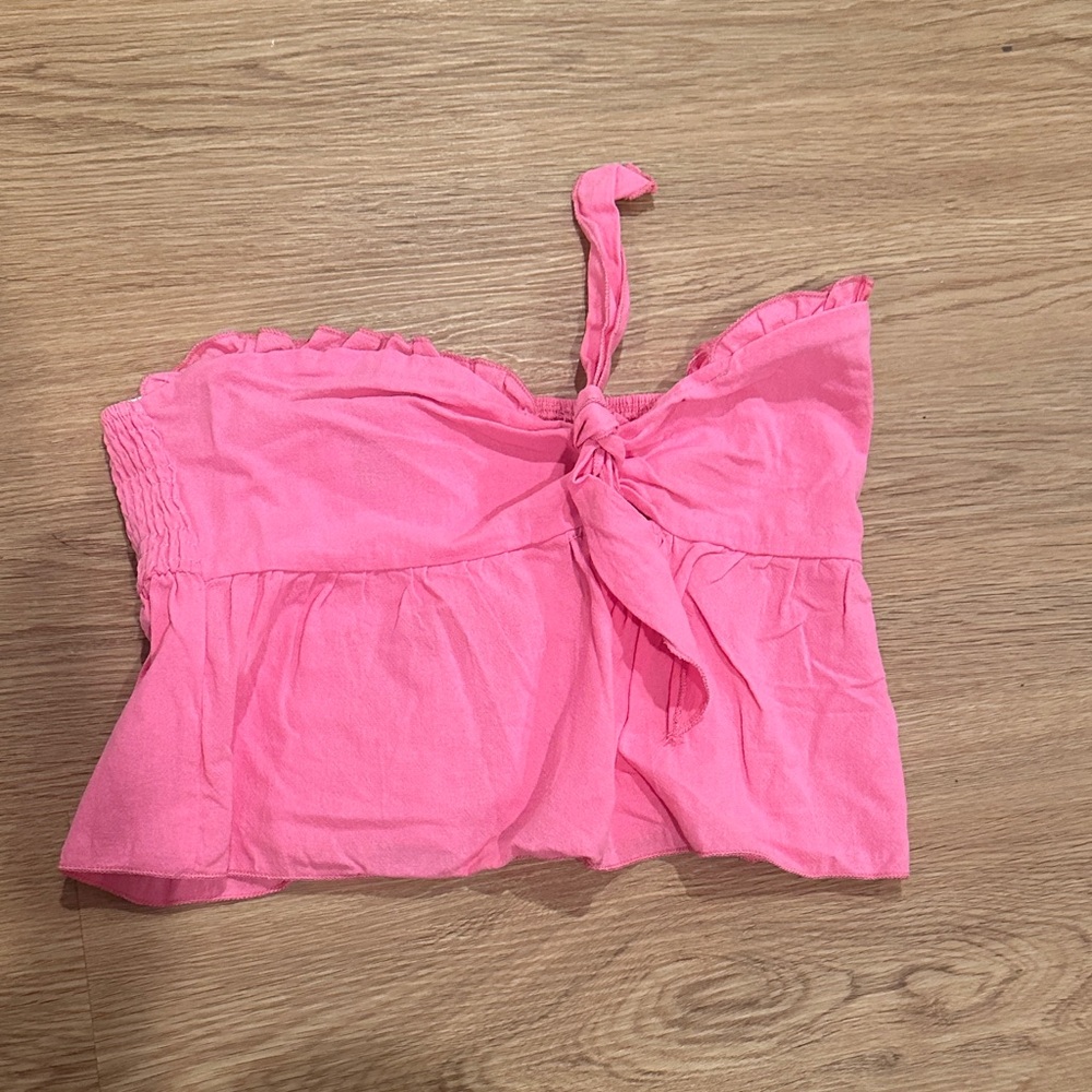 Pink Ruffled Crop Top